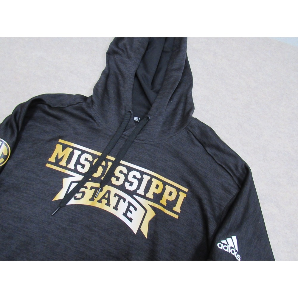 Adidas Mississippi State Bulldogs Climawarm Hoodie Mens Large Gray CY7069 SEC